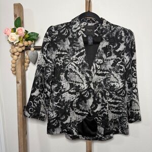 Smythe Les Vestes Black White Snake Lace Print Blazer Jacket Size 10